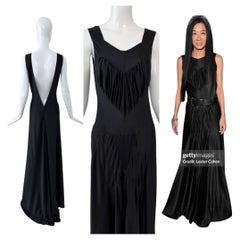 VERA WANG c. 2012 Liquid Silk Ruched Black Backless Evening Gown Maxi Dress