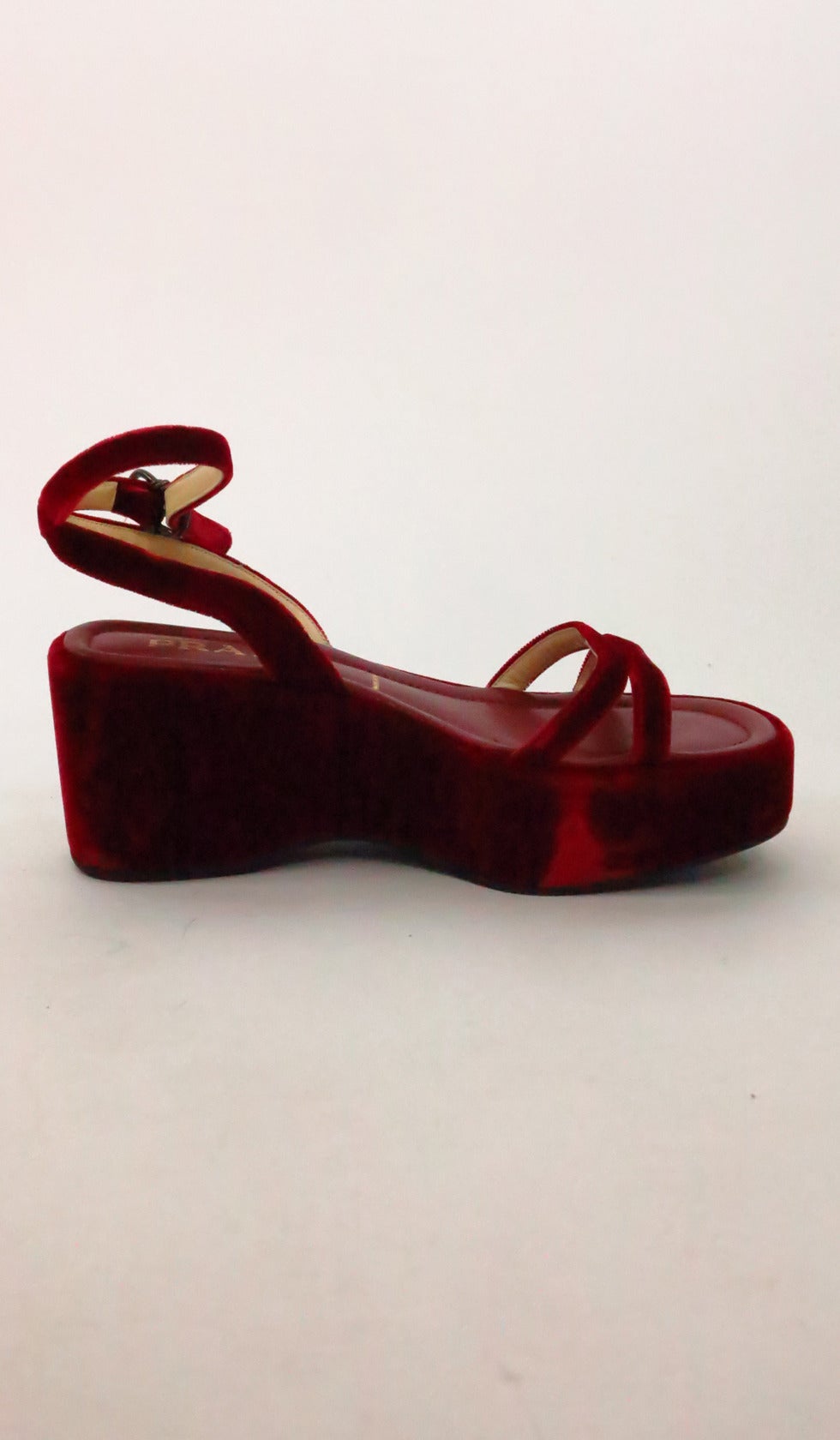 Prada red velvet platfrom sandals 39 at 1stdibs  