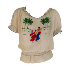 blouse paysanne brodée souvenir de La Havane:: Cuba:: années 1940