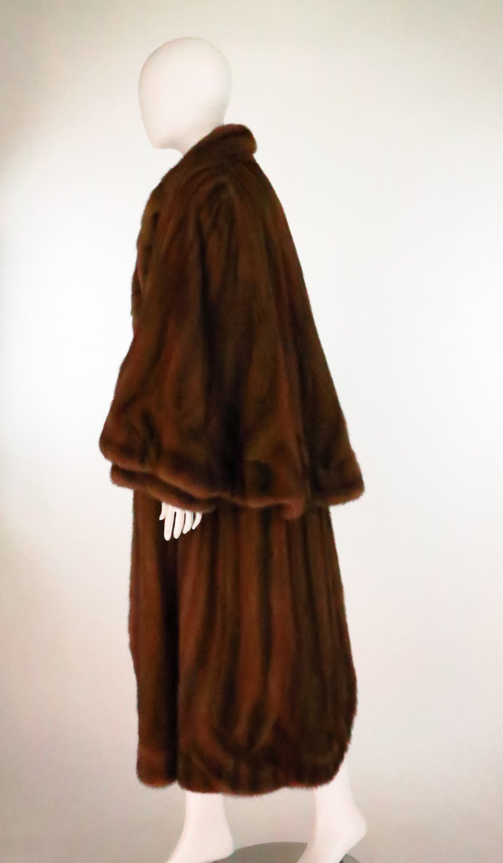 1950s Deep cape back mink coat with scalloped hem at 1stdibs