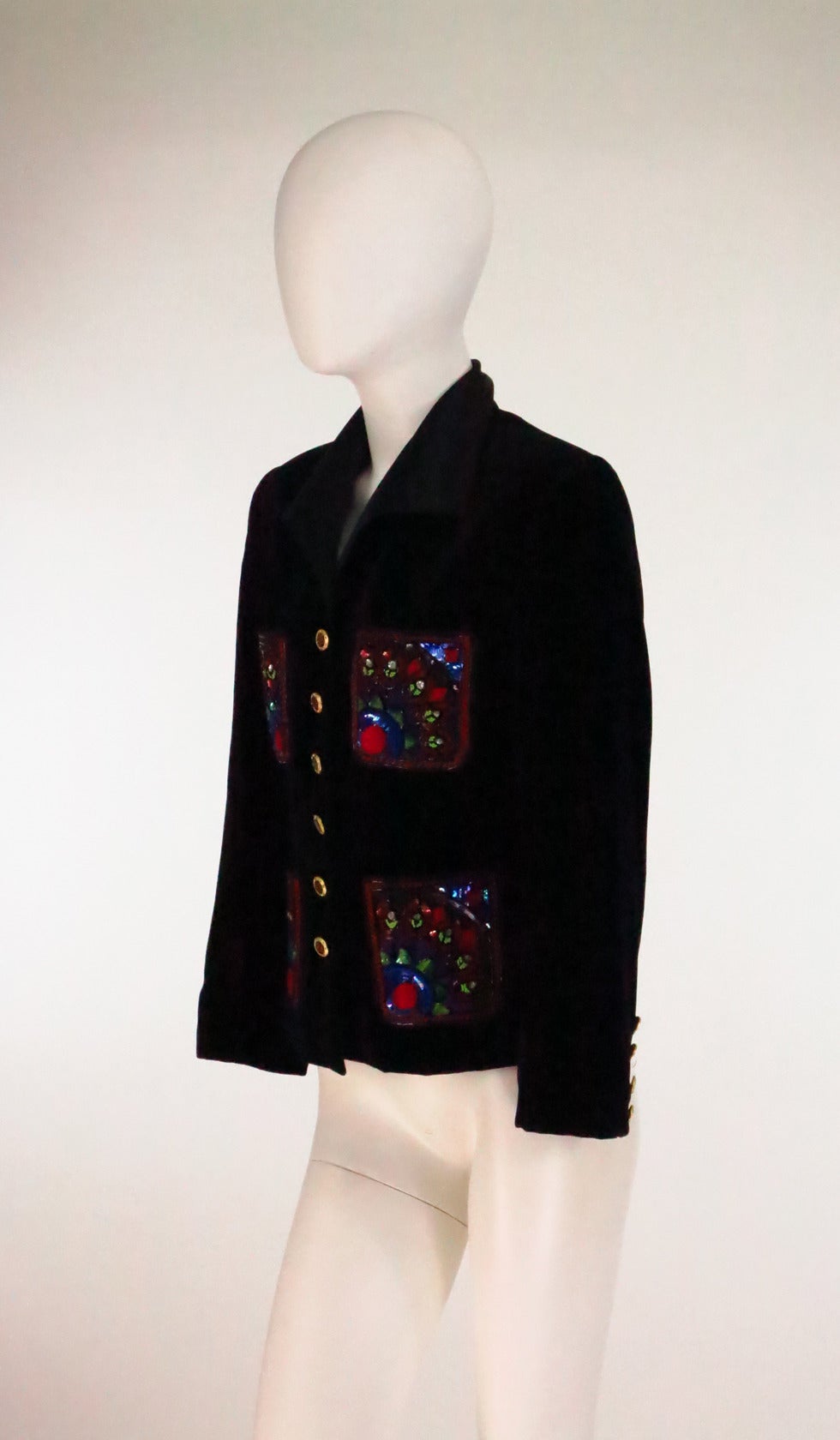 1990 Escada Couture jewel embroidered velvet evening jacket 1