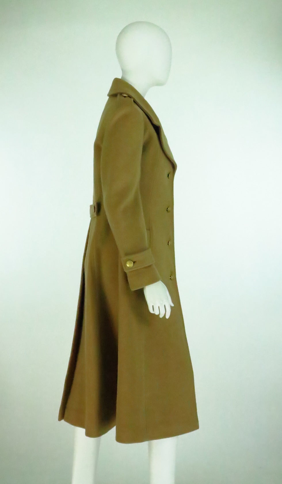 1960s Adolfo camel tan double face wool military style coat 3