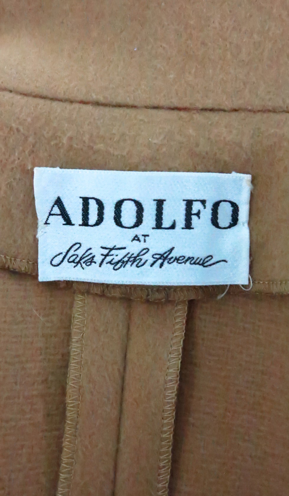 1960s Adolfo camel tan double face wool military style coat 5