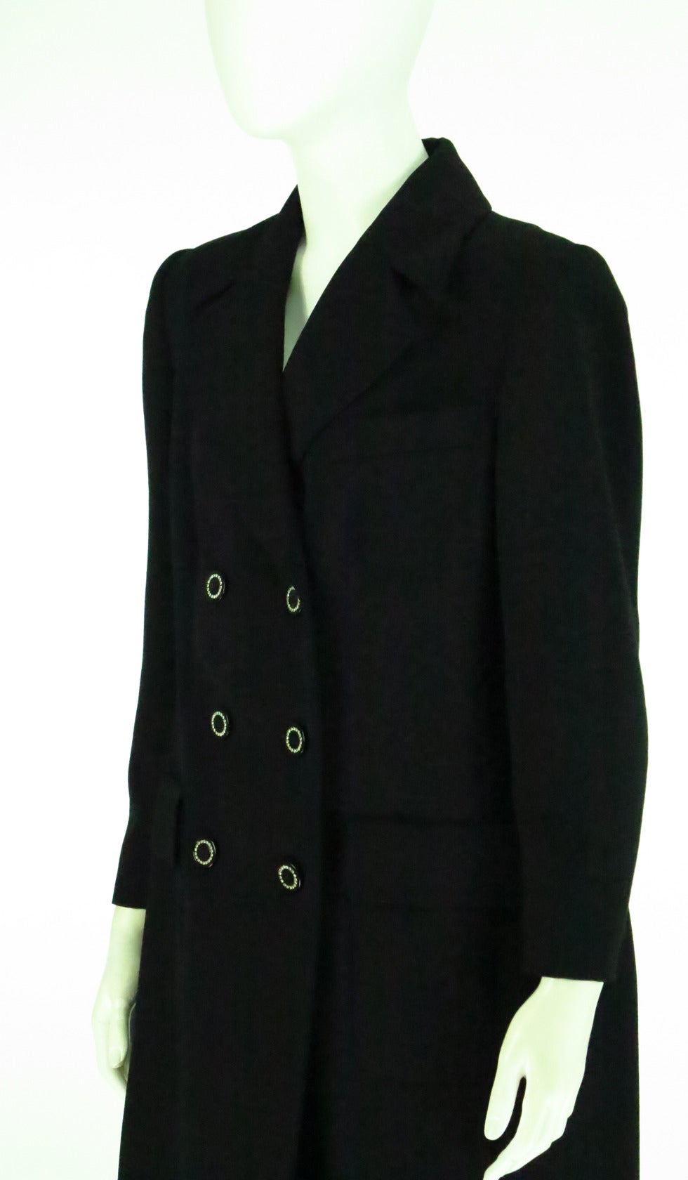 Valentino Black wool double breasted evening coat 14 3
