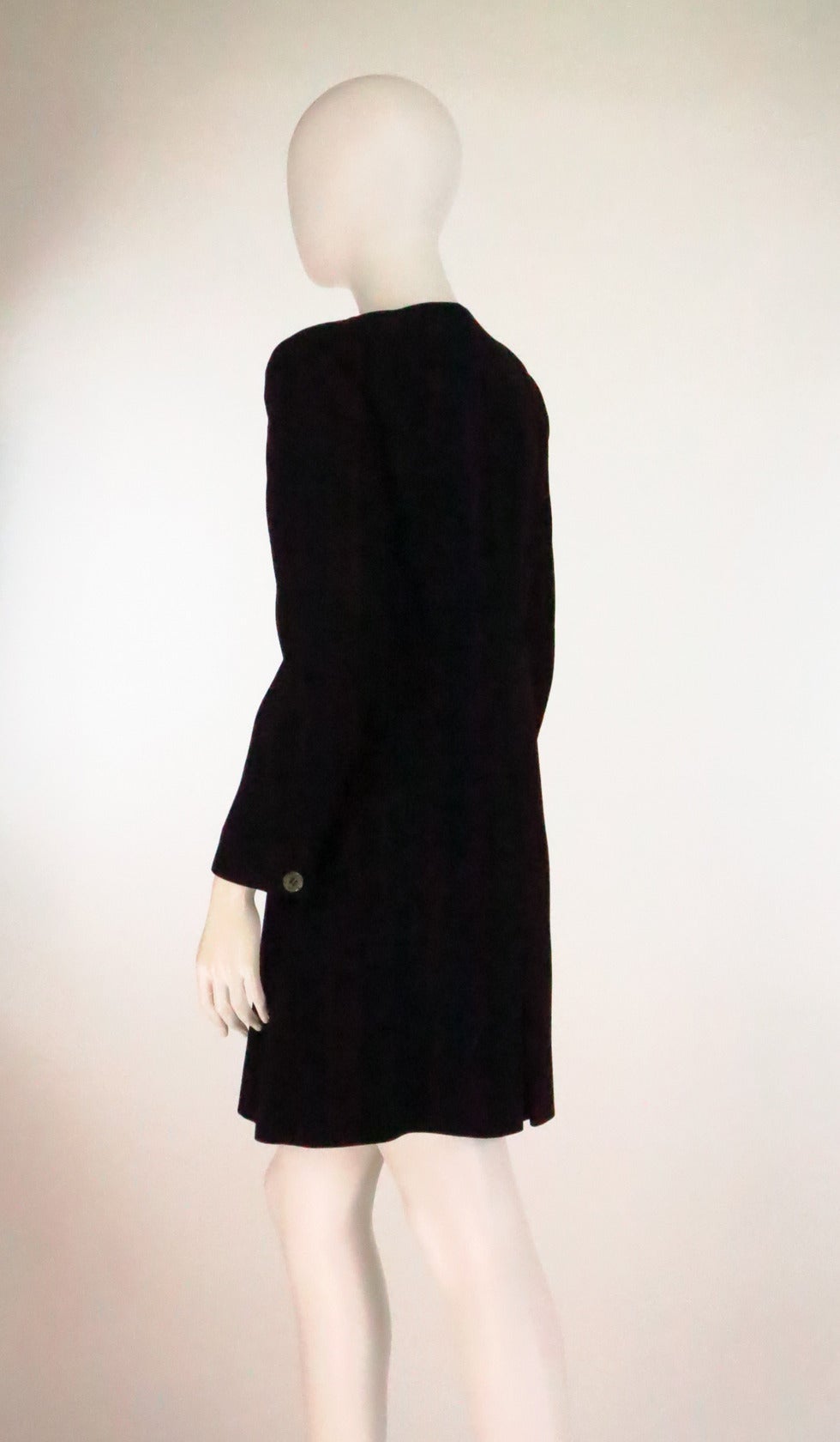 Fendi Black wool reversed seam collarless coat 1