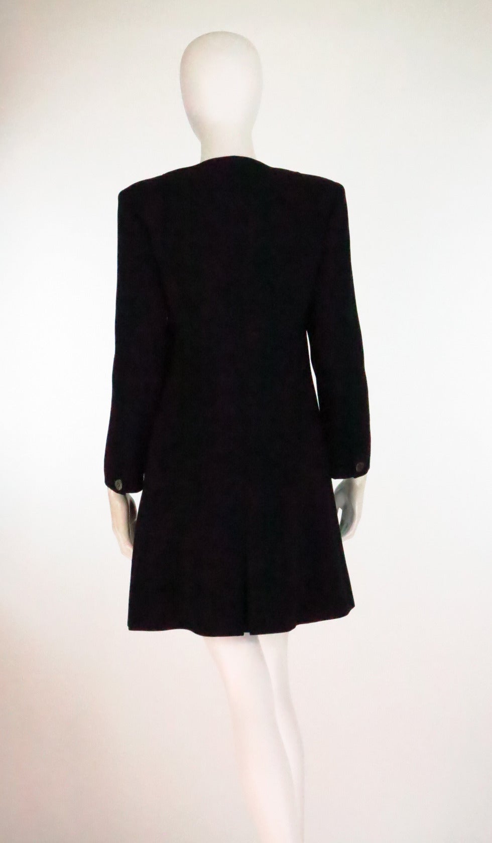 Fendi Black wool reversed seam collarless coat 2