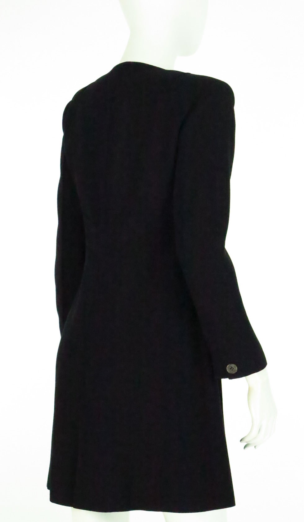 Fendi Black wool reversed seam collarless coat 3
