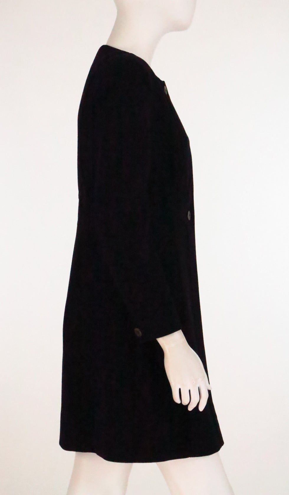 Fendi Black wool reversed seam collarless coat 4