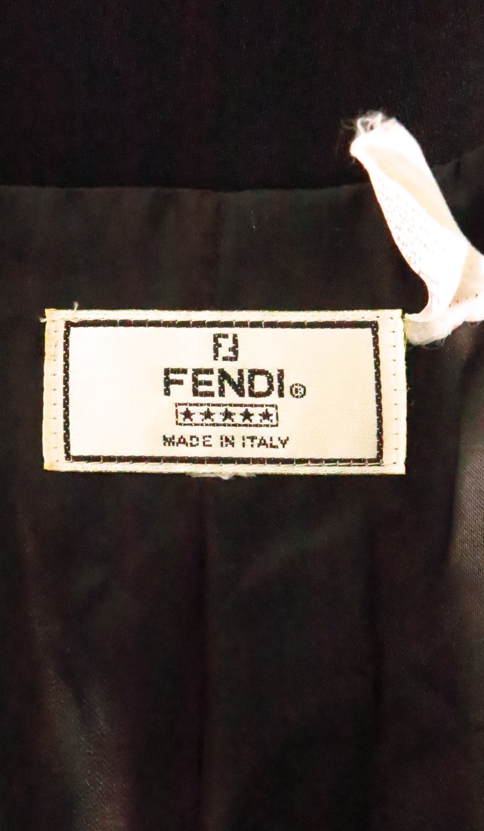 Fendi Black wool reversed seam collarless coat 6