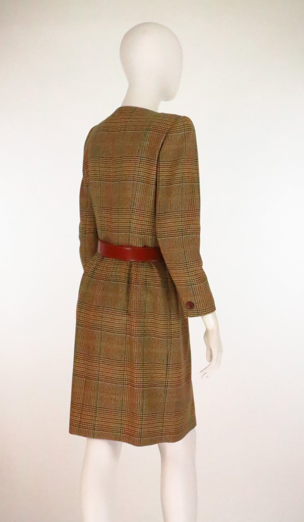 Women's Oscar de la Renta wool plaid 4 pocket coat dress