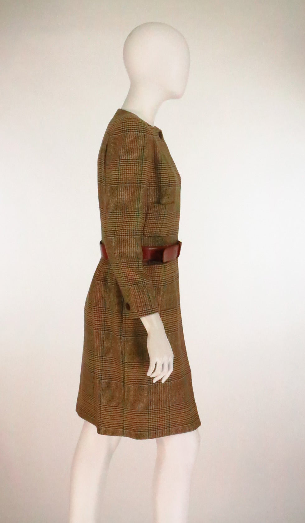 Oscar de la Renta wool plaid 4 pocket coat dress 1