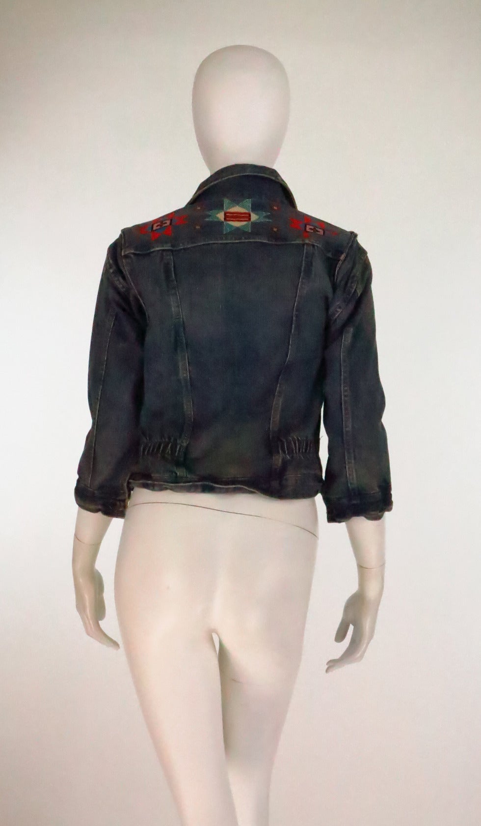Women's Ralph Lauren Doublle RL beaded distressed denim jacket