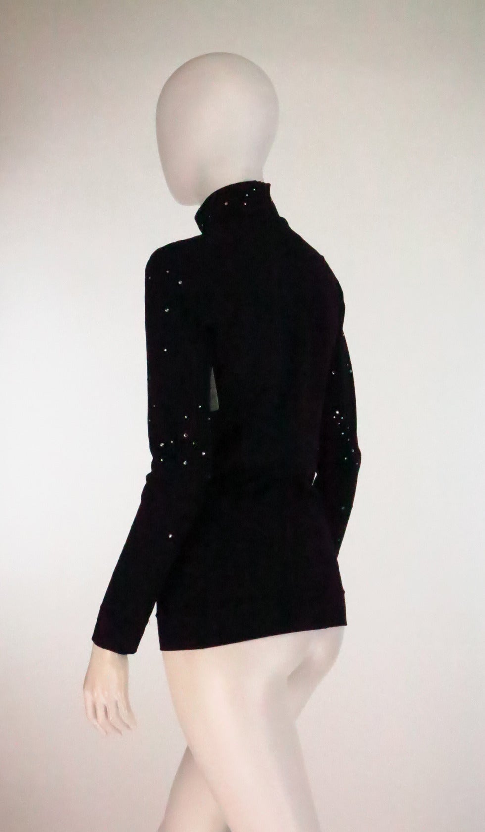 Women's 1980s  Moschino Star Gazer embroidered rhinestone silky pullover top