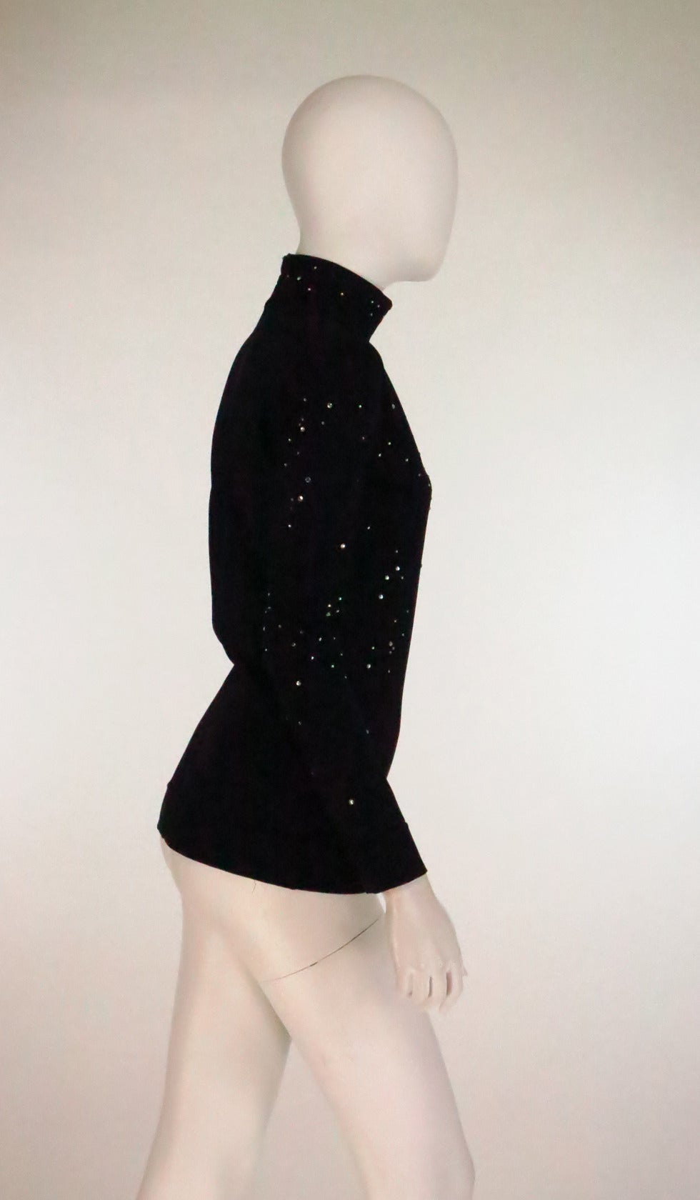 1980s  Moschino Star Gazer embroidered rhinestone silky pullover top 2