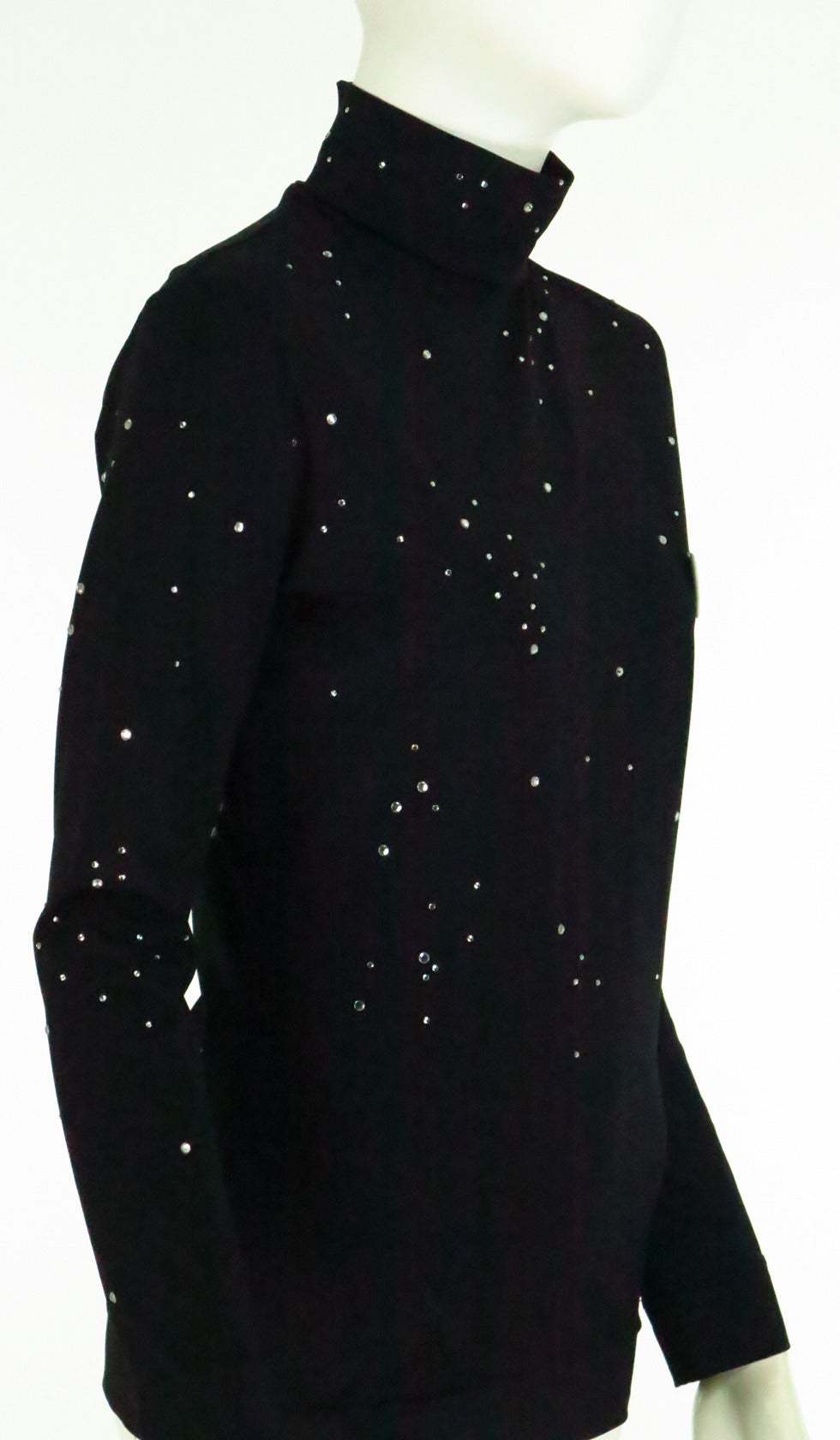 1980s  Moschino Star Gazer embroidered rhinestone silky pullover top 3