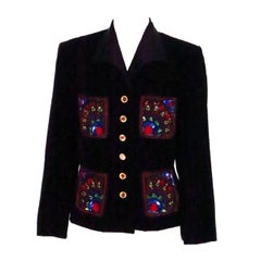 1990 Escada Couture jewel embroidered velvet evening jacket