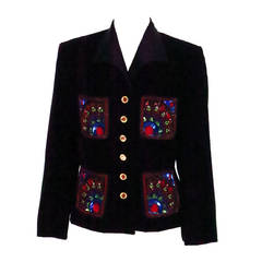 1990 Escada Couture jewel embroidered velvet evening jacket 1