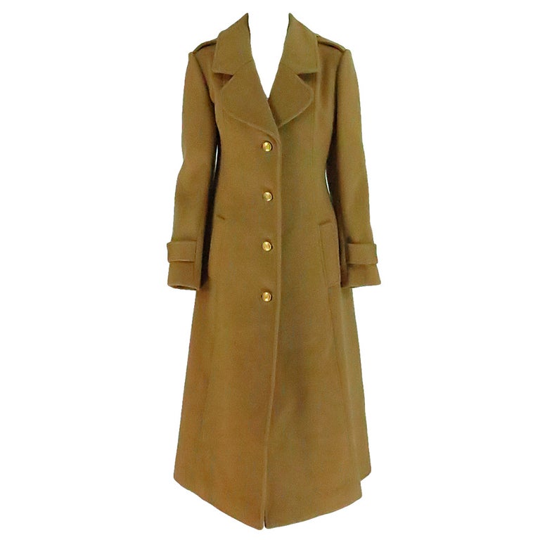 1960s Adolfo camel tan double face wool military style coat at 1stDibs