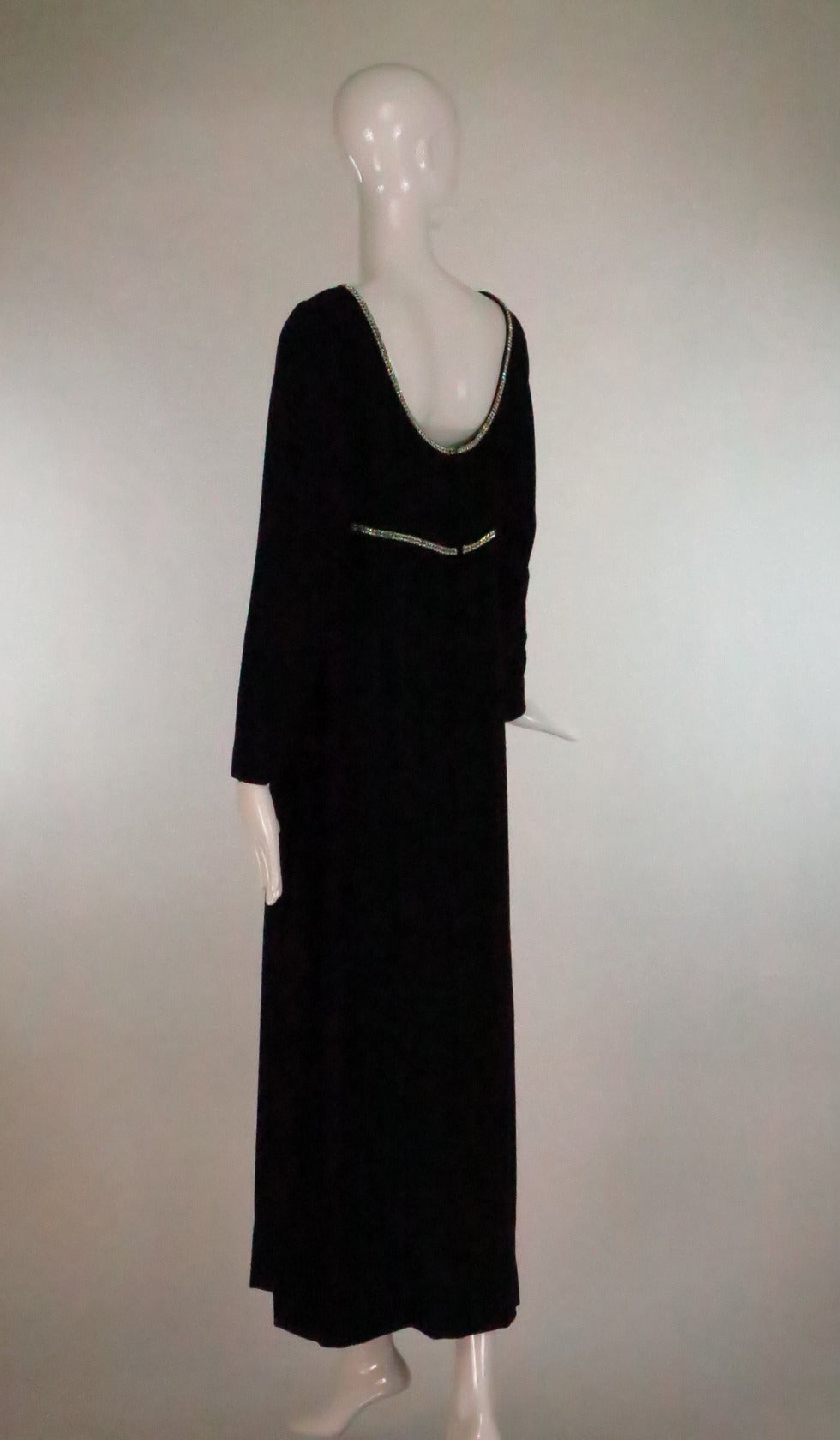 Women's 1960s Mollie Parnis wool crepe gown with sequin trim