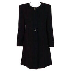 Fendi Black wool reversed seam collarless coat