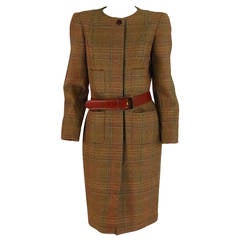 Oscar de la Renta wool plaid 4 pocket coat dress 2