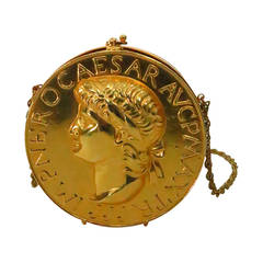 Vintage Rare 1960s Rosenfeld Caesar gold coin shoulder handbag Minaudiere