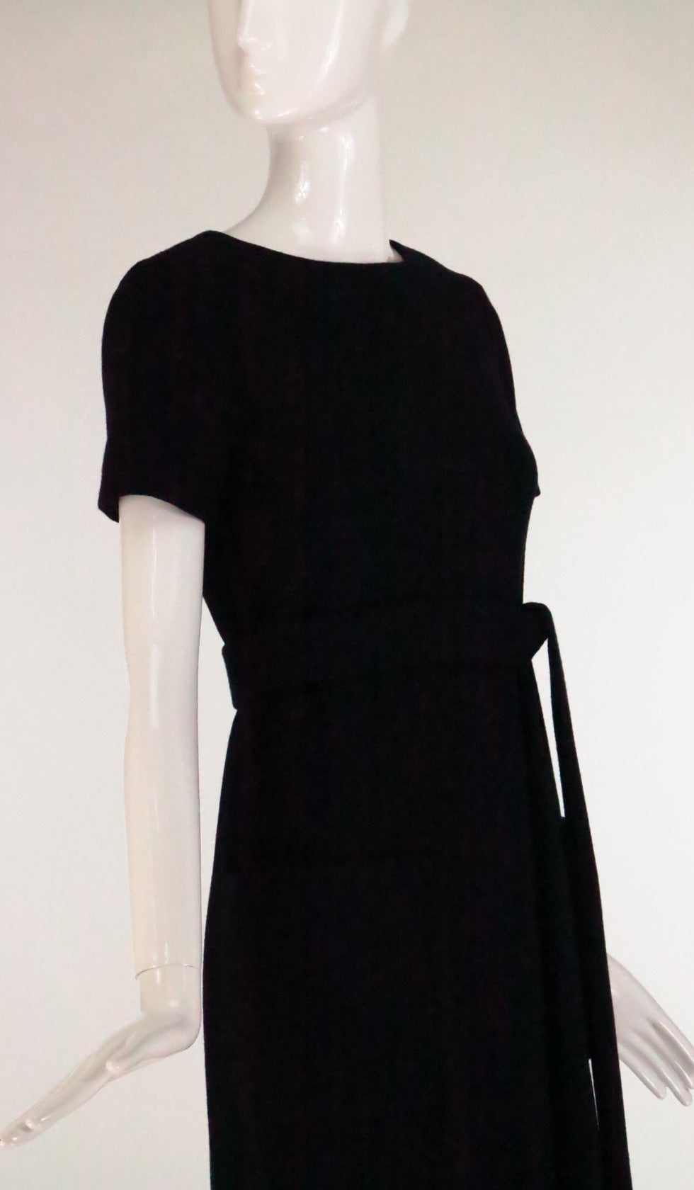 Rare Norell-Tassell label black wool high waist patch pocket dress 3