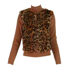 1990s Lloyd Klein Paris stenciled leopard fur sweater