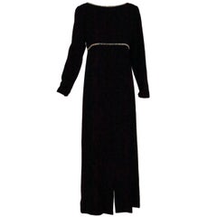1960s Mollie Parnis wool crepe gown with sequin trim