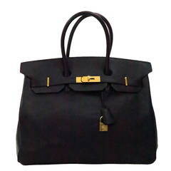 Vintage 1998 Hermes black togo 35 Cm Birkin handbag with gold hardware