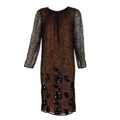 1970s Galanos embroidered, sequin chiffon cocktail dress 6