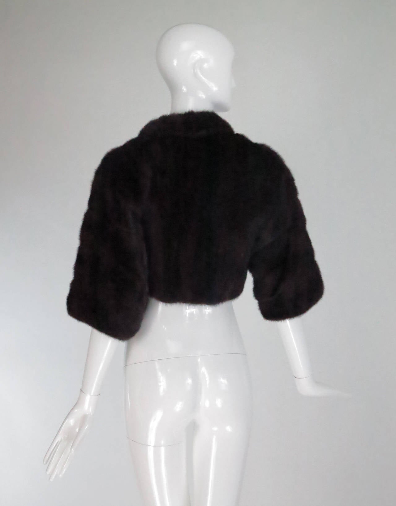 Dark mink fur cropped jacket 1950s 1