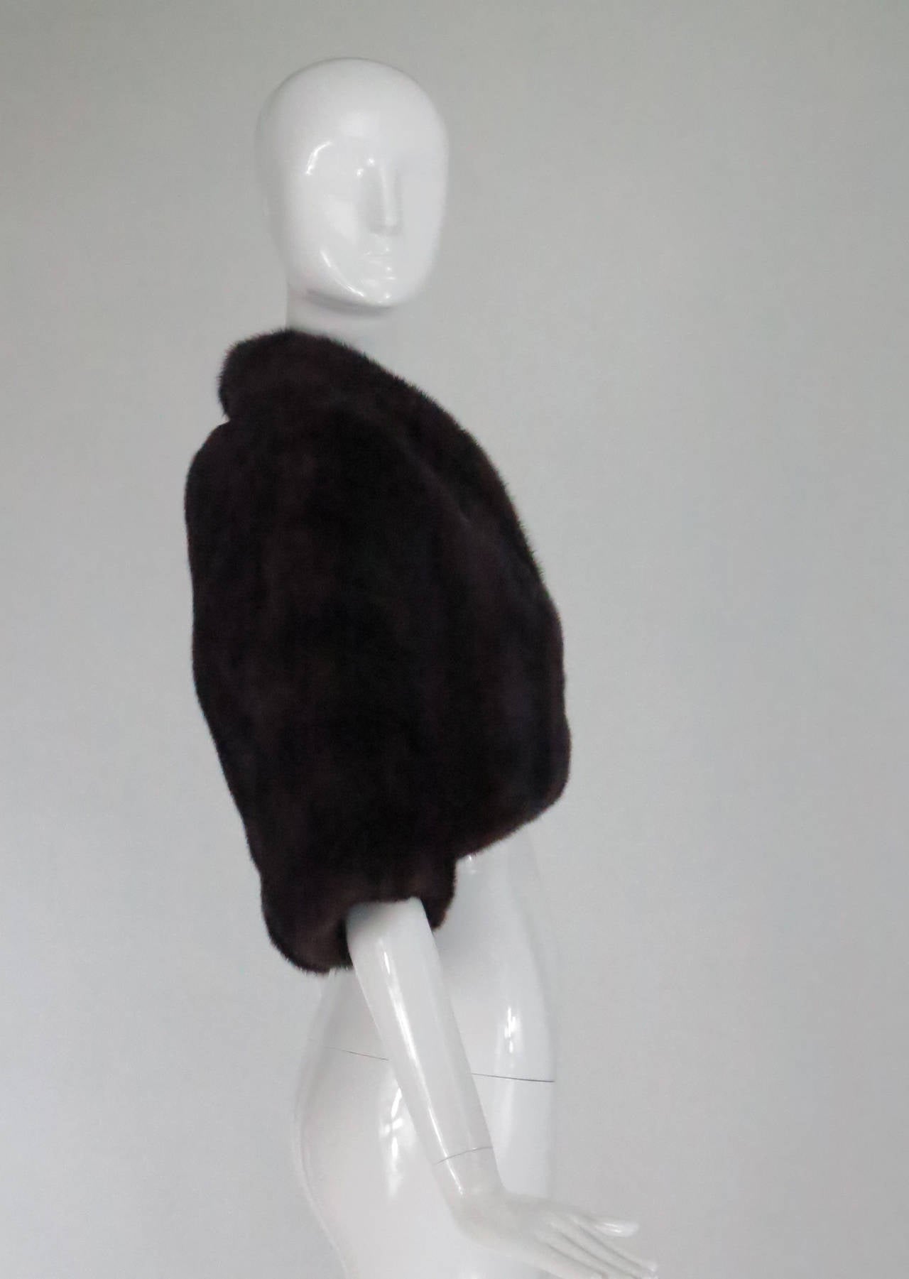 Dark mink fur cropped jacket 1950s 2