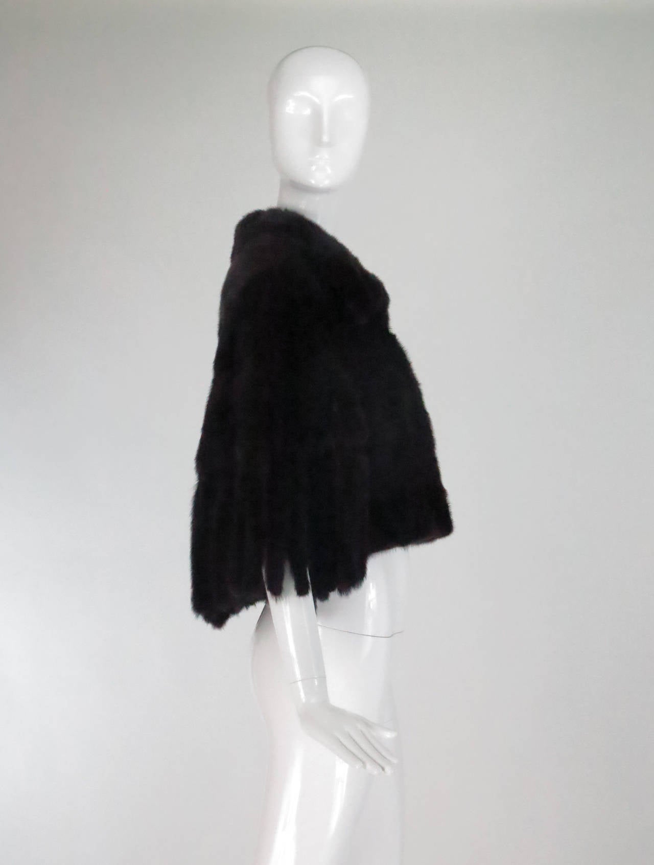 Dark mink fur cropped cape jacket with tail trims The Brothers Christie ...