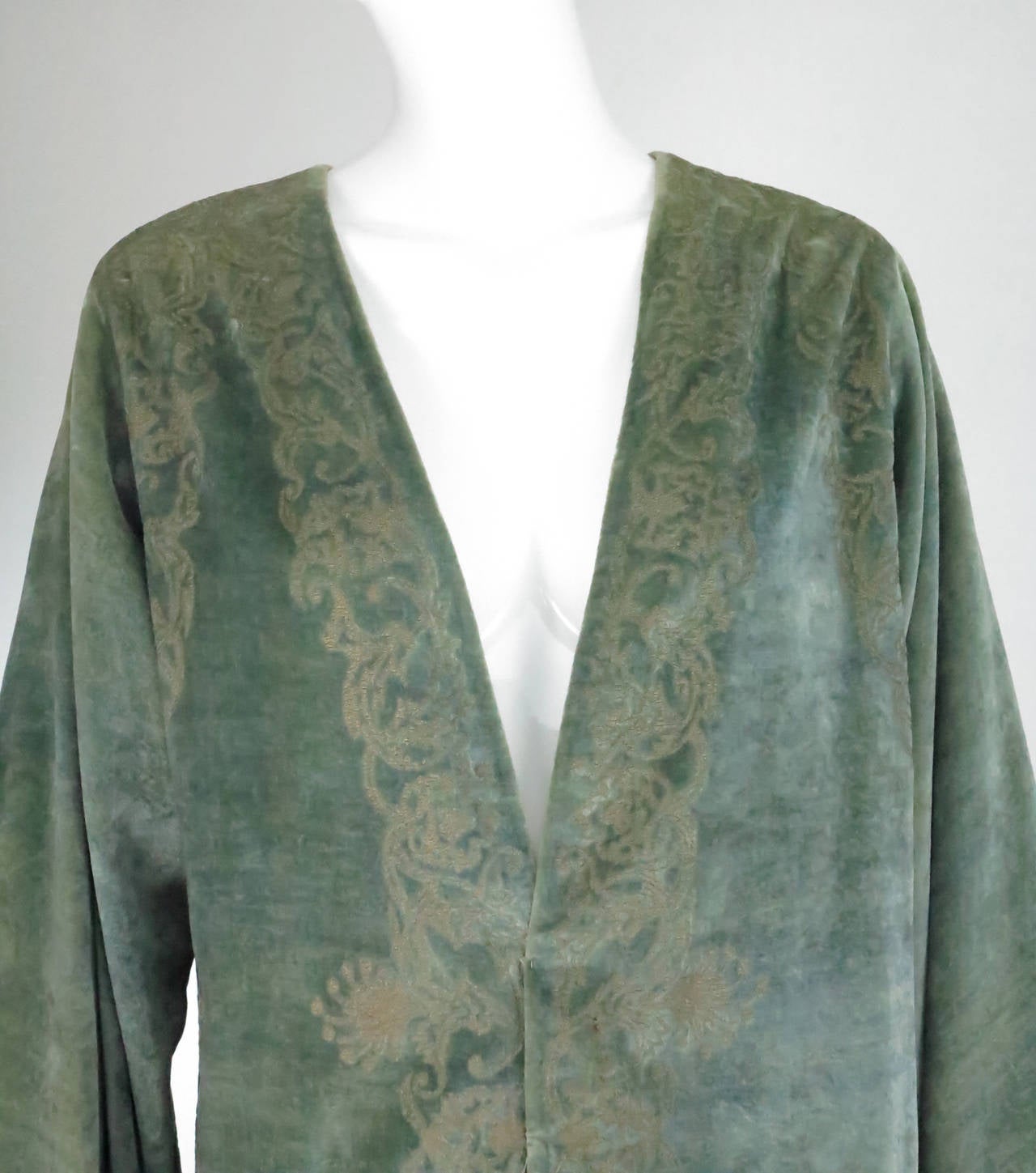 Mariano Fortuny sea green stenciled silk velvet coat early 1900s Fortuny 2