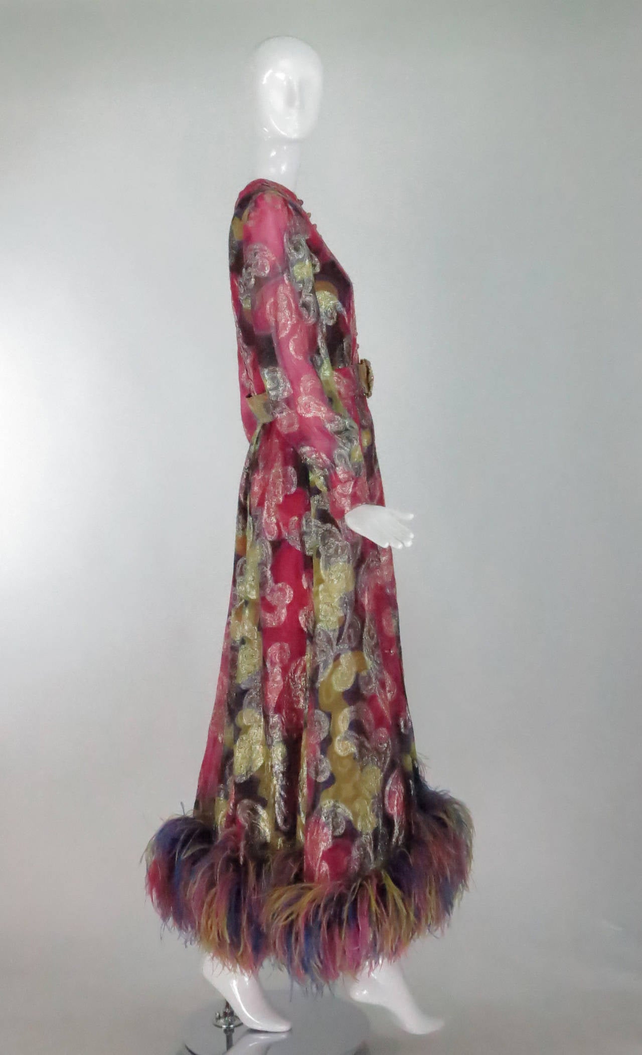 oscar de la renta feather gown