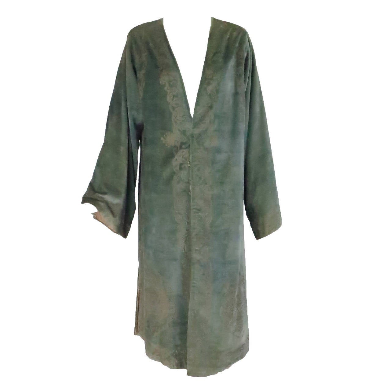 Mariano Fortuny sea green stenciled silk velvet coat early 1900s ...