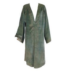 Mariano Fortuny sea green stenciled silk velvet coat early 1900s Fortuny