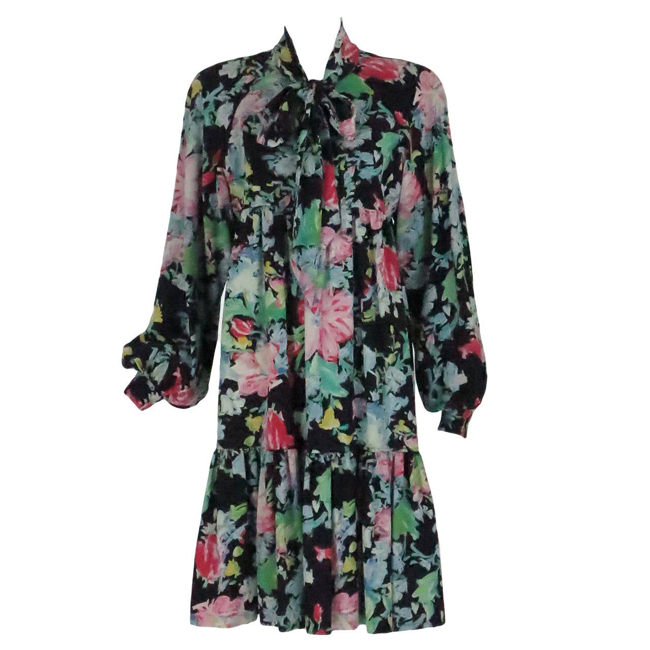 1970s Ungaro floral baby doll style dress unworn at 1stDibs