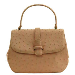 1960s Lucille de Paris pale pink ostrich leather handbag