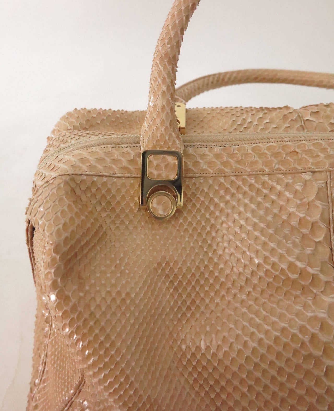 Women's Judith Leiber blond snake skin double handle tote bag