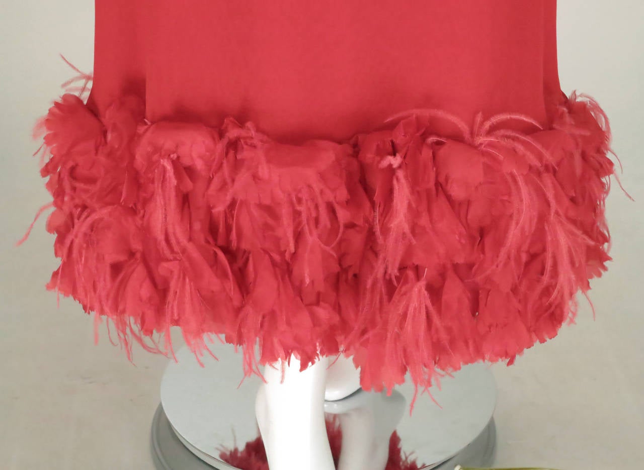 1960s Sarmi coral red silk chiffon gown 3