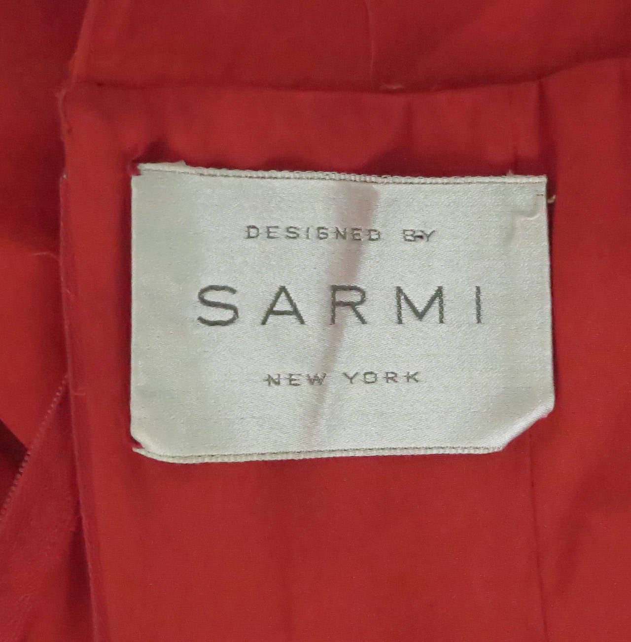 1960s Sarmi coral red silk chiffon gown 4
