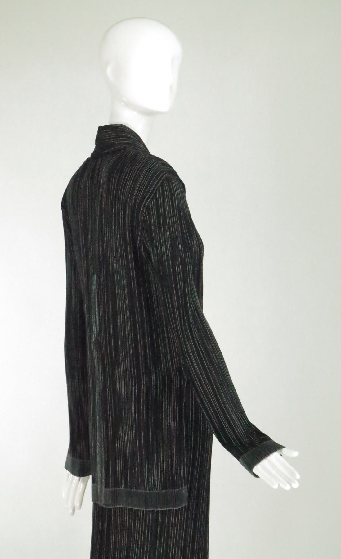 Issey Miyake metallic pleat stripe tuxedo style skirt set 3