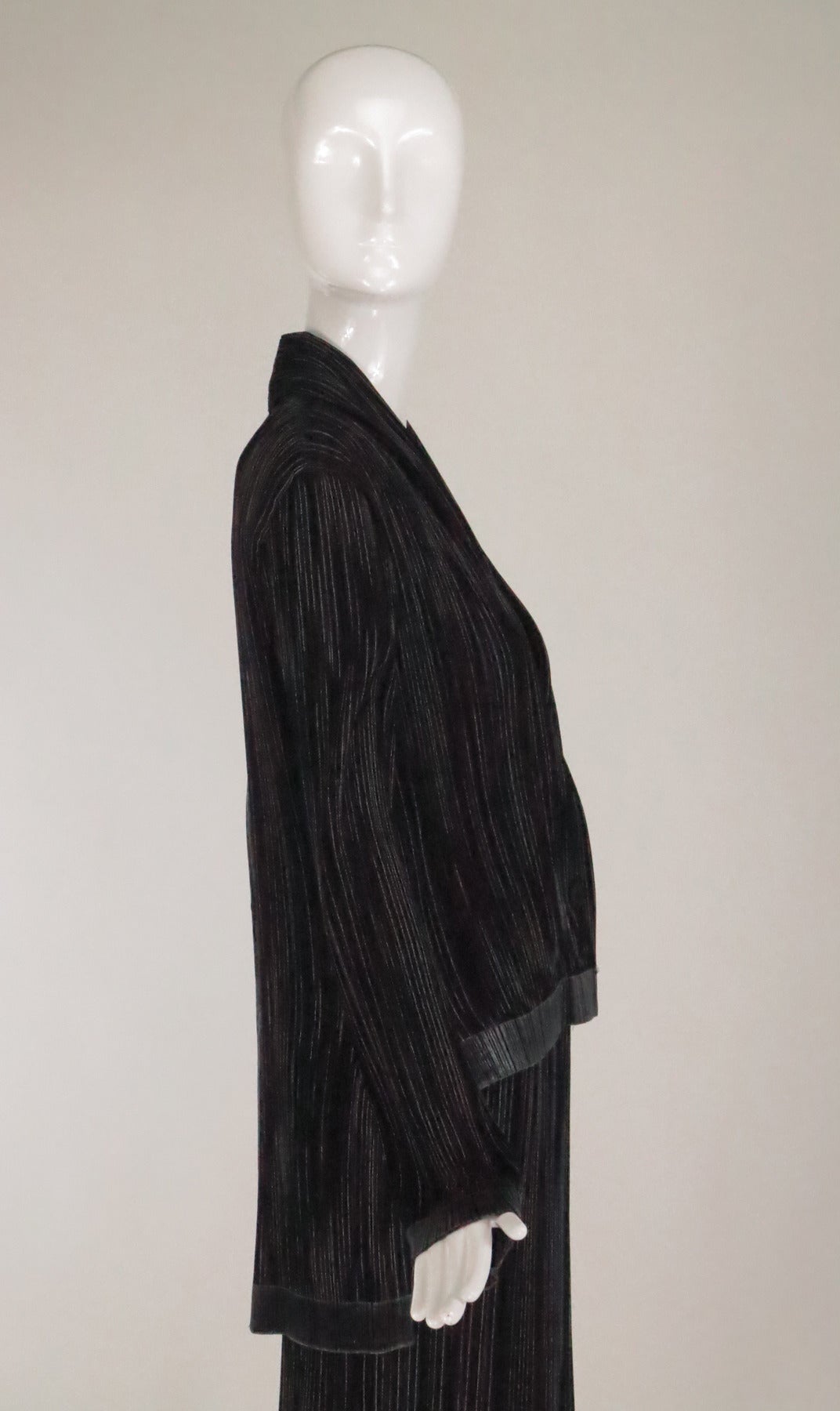 Issey Miyake metallic pleat stripe tuxedo style skirt set 4