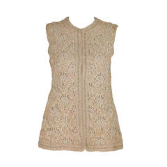 1960s Malcolm Starr ivory corded macrame sleeveless jacket 12