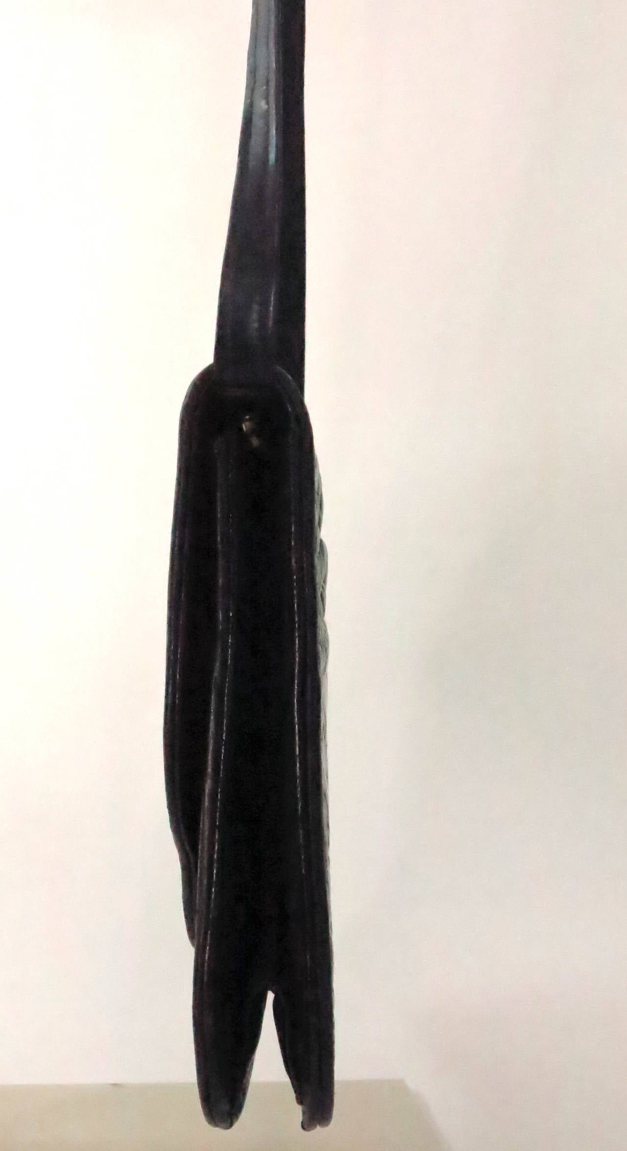 1980s Large black alligator envelope clutch handbag 1
