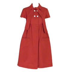 Vintage 1960s Geoffrey Beene tomato red baby doll dress