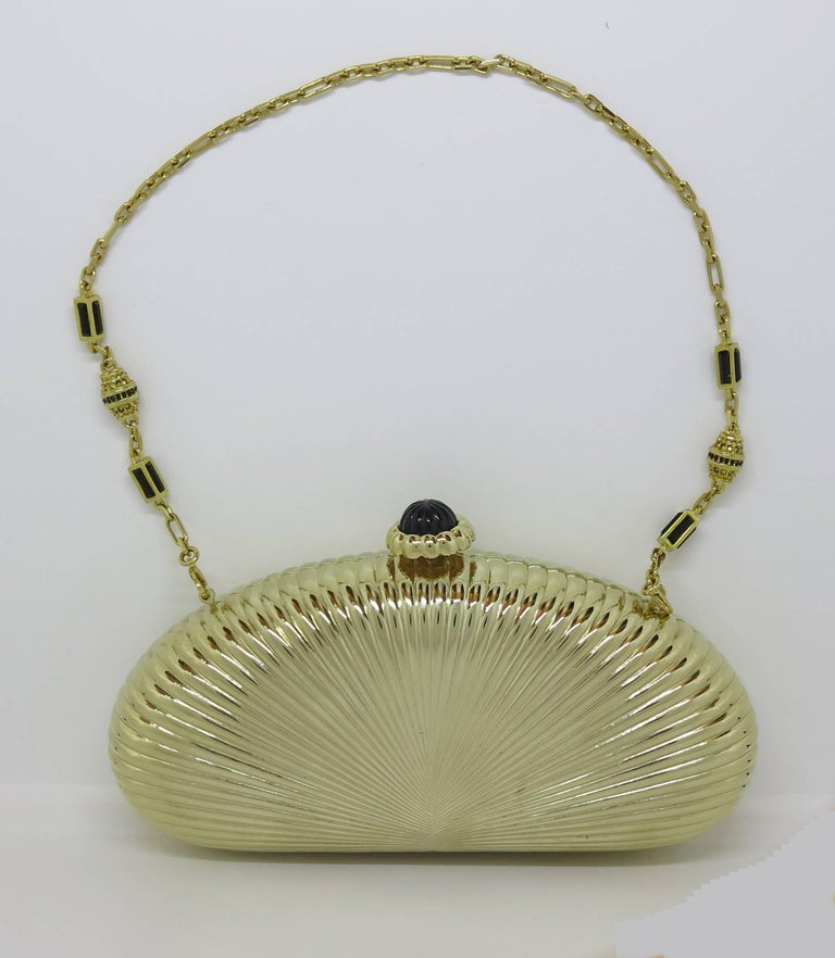 Judith Leiber gold sunburst hardside evening clutch or shoulder bag For