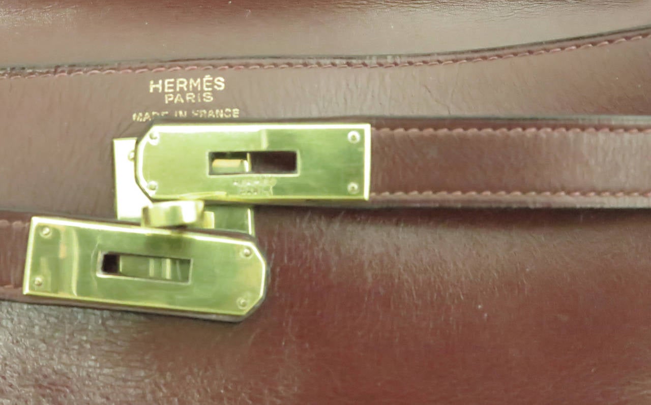 1960 P Hermes 28cm Kelly bag in burgundy box calf at 1stDibs